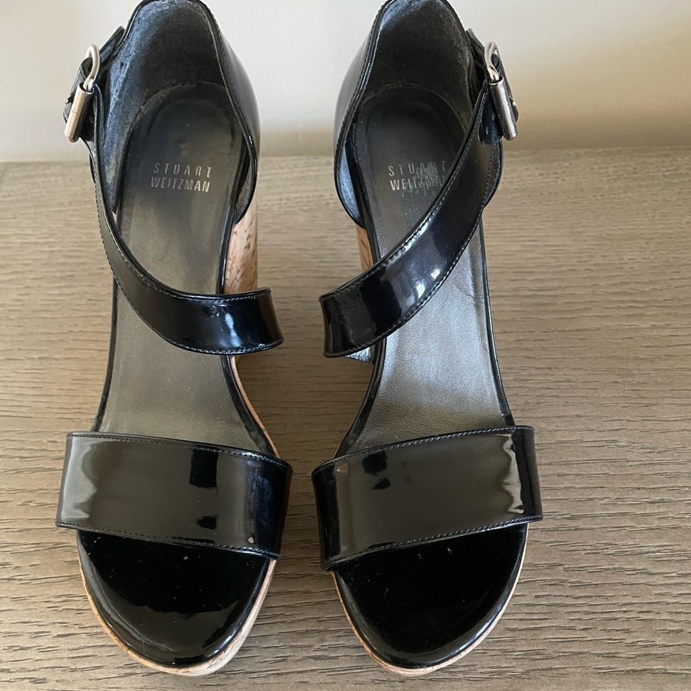 Stuart Weitzman Oneliner Wedge Sandals Patent Lea… - image 4